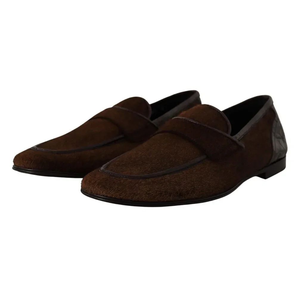 Dolce & Gabbana Elegant Brown Caiman Leather Loafers - Picture 7 of 9
